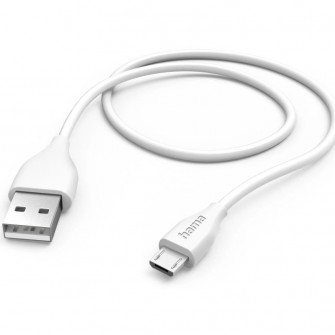 Cablu de incarcare Hama, USB-A - Micro-USB, 1,5 m, alb