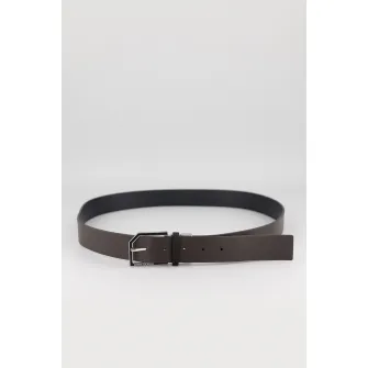 ARMANI EXCHANGE, Curea de piele cu catarama metalica, Maro inchis