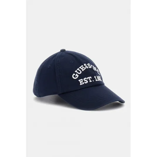 GUESS, Sapca baseball cu broderie logo, Alb optic, Bleumarin