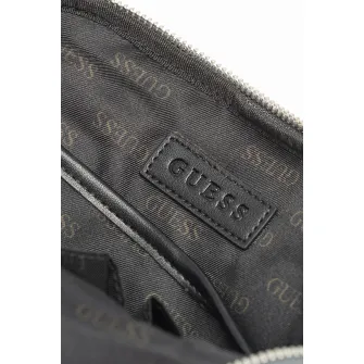 Guess, Geanta crossbody cu monograma Vezzola, Gri cenusa, Gri inchis