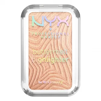 Iluminator pudra NYX Professional Makeup Buttermelt 10 Glaze It Butta, formula cremoasa, 12H rezistenta, nu se estompeaza, 5 g