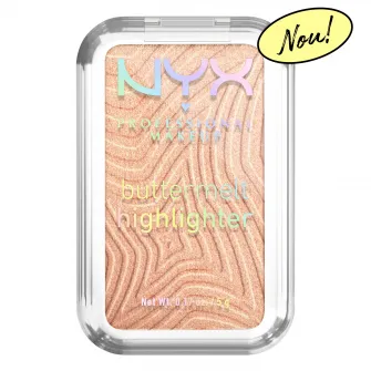 Iluminator pudra NYX Professional Makeup Buttermelt 10 Glaze It Butta, formula cremoasa, 12H rezistenta, nu se estompeaza, 5 g