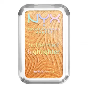 Iluminator pudra NYX Professional Makeup Buttermelt 30 Butta Bling, formula cremoasa, 12H rezistenta, nu se estompeaza, 5 g