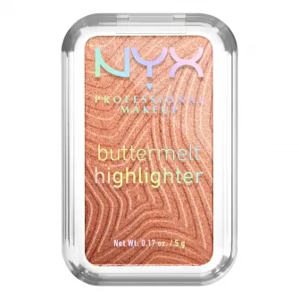 Iluminator pudra NYX Professional Makeup Buttermelt 35 Butta In Bronze, formula cremoasa, 12H rezistenta, nu se estompeaza, 5 g