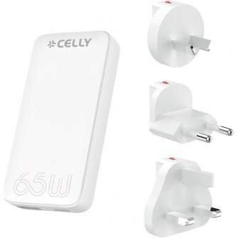 Incarcator Celly, Universal, 65W 1xUSB-C 1xUSB-A, Alb