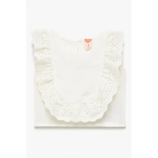 KOTON, Bluza cu guler brodat, fara maneci, Alb murdar, 74-80 CM