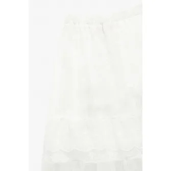 KOTON, Fusta evazata cu broderie, Alb, 116-122 CM