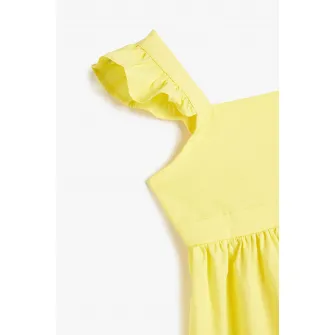 KOTON, Rochie din bumbac cu detalii cu volane, fara maneci, Galben, 74-80 CM
