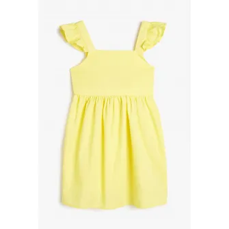 KOTON, Rochie din bumbac cu detalii cu volane, fara maneci, Galben, 74-80 CM