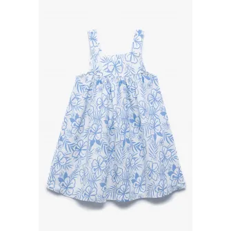 KOTON, Rochie lejera cu bretele si model floral, Alb, Albastru deschis, 74-80 CM