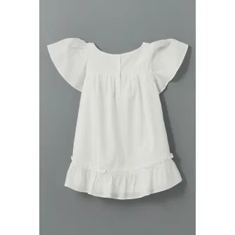 LC WAIKIKI, Rochie din bumbac cu decolteu patrat, Alb fildes, 104-110 CM
