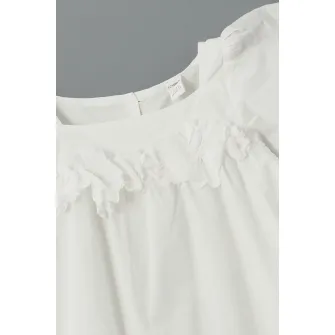 LC WAIKIKI, Rochie din bumbac cu decolteu patrat, Alb fildes, 104-110 CM