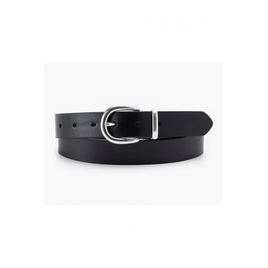 Levi's, Curea de piele cu o catarama rotunda Phoebe, Negru, 90