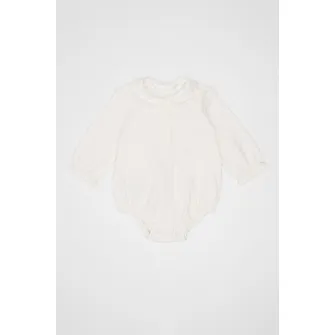 Mayoral, Body din bumbac cu model uni, Alb fildes, 60 CM