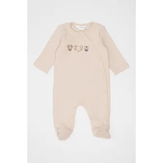 Mayoral, Set de pijama cu botosei si model - 2 piese, Alb fildes, Gri deschis, Camel, 70 CM