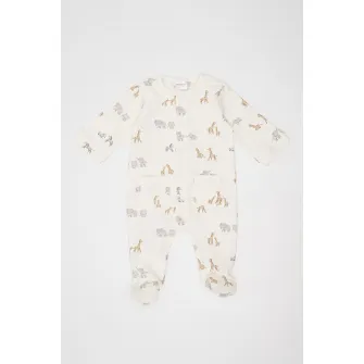Mayoral, Set de pijama cu botosei si model - 2 piese, Alb fildes, Gri deschis, Camel, 70 CM