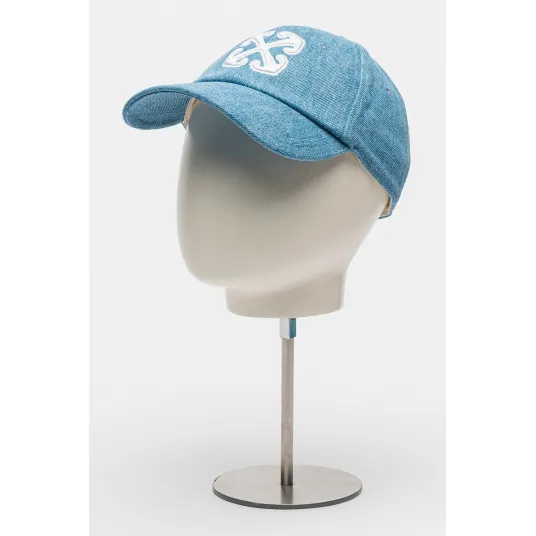 OFF-WHITE, Sapca de denim cu logo, Albastru melange