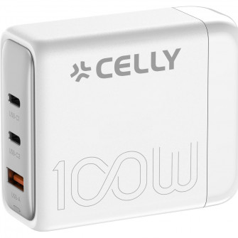 Statie Incarcare Celly, 100W, 1xUSB-A, 2xUSB-C, Alb