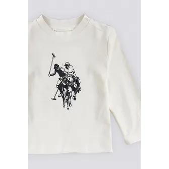 U.S. Polo Assn., Set de bluza, hanorac si pantaloni de trening, Rosu, Gri melange, Crem, 68-74 CM