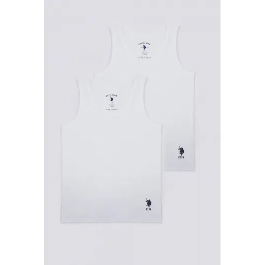 U.S. Polo Assn., Set de top-uri cu decolteu rotund - 2 piese, Alb optic, 122-128 CM