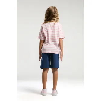 U.S. Polo Assn., Trening lejer cu pantaloni scurti si snur, Alb, Roz deschis, 152-158 CM