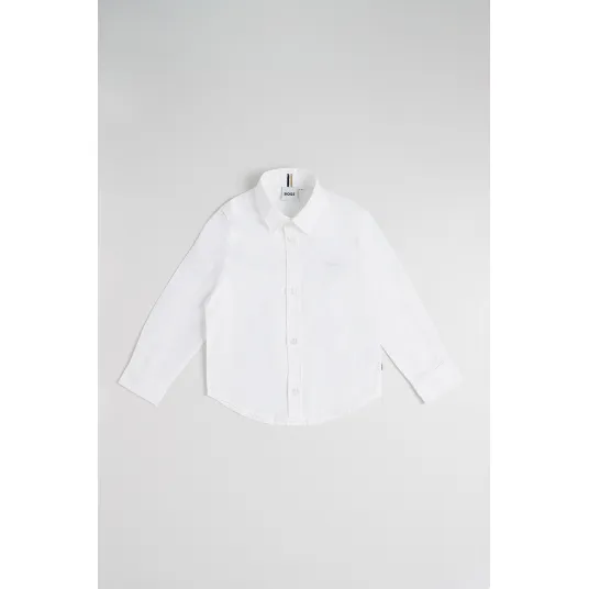 BOSS Kidswear, Camasa cu maneci lungi, Alb, 162 CM