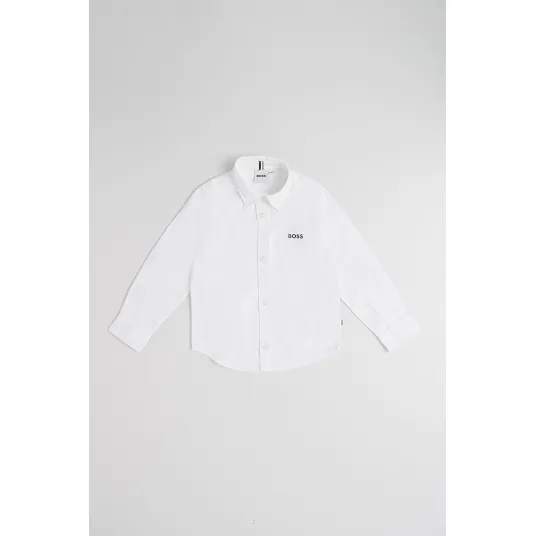 BOSS Kidswear, Camasa cu maneci lungi, Alb, Negru, 126 CM