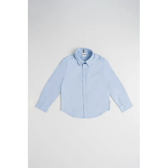 BOSS Kidswear, Camasa cu maneci lungi, Albastru deschis, 138 CM