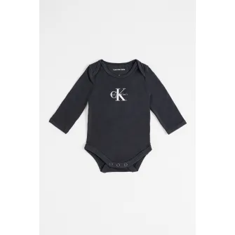 CALVIN KLEIN, Body din amestec de bumbac cu logo, Alb, Negru, 56 CM
