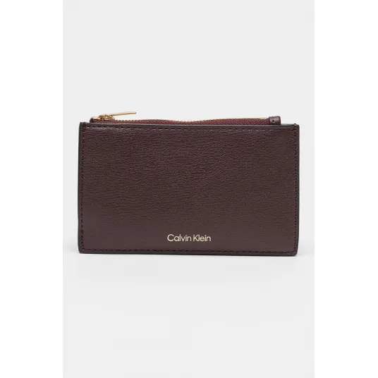 CALVIN KLEIN, Portofel de piele ecologica cu logo, Visiniu
