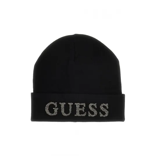 GUESS, Caciula cu logo, Auriu, Negru, 57 CM