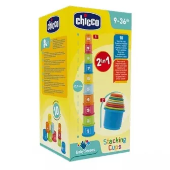 Jucarie de sortare Chicco 2 in 1, Piramida de canute
