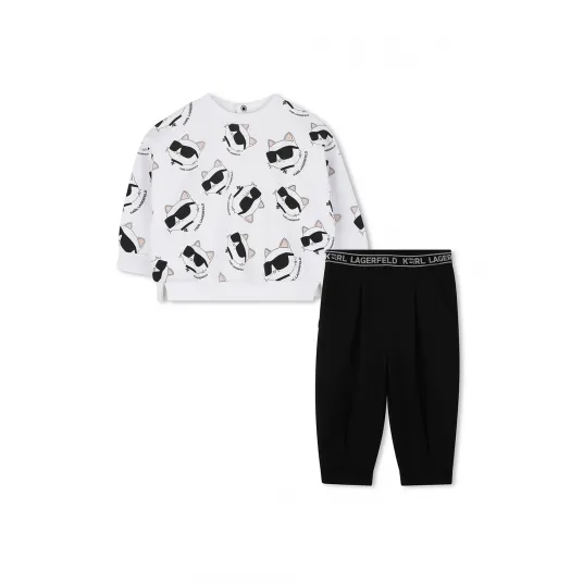 KARL LAGERFELD KIDS, Trening cu model logo, Alb, Negru, 74 CM