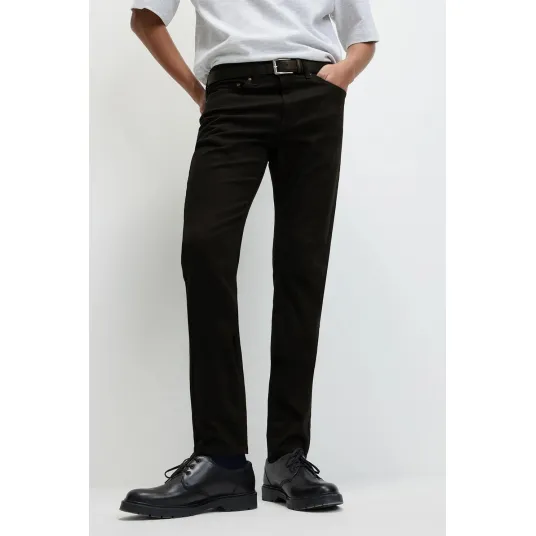 Marks & Spencer, Blugi elastici slim-fit, Negru, Negru stins, W32-L29