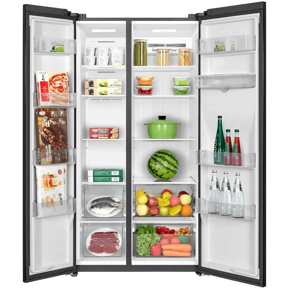 Side by Side TCL RP631SLE1, 634 L, Total No Frost, Compresor Inverter, AAT, Swing Flow, Dispenser Apa, Clasa E, Gri