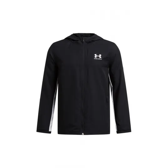 Under Armour,Jacheta cu fermoar si gluga, Negru, Alb optic, 160-170 CM