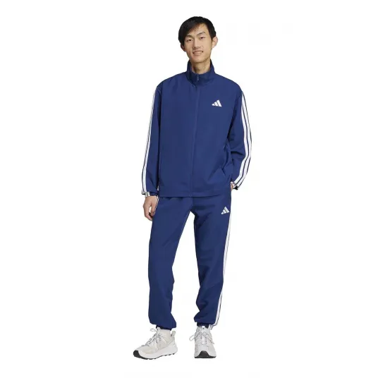 adidas Sportswear, Trening cu fermoar, Albastru inchis, Alb optic, XS