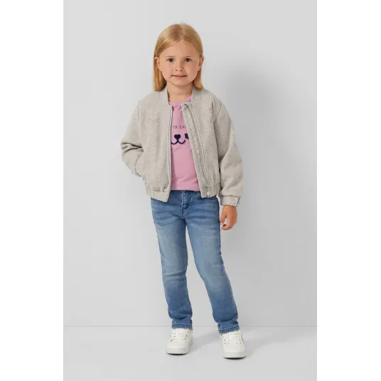 s.Oliver, Bluza din bumbac cu imprimeu, Roz prafuit, 128-134 CM