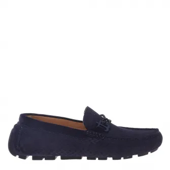 Baldinini, Mocasini din piele intoarsa cu design tesut, Indigo, 43