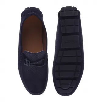 Baldinini, Mocasini din piele intoarsa cu design tesut, Indigo, 43