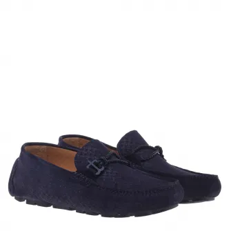 Baldinini, Mocasini din piele intoarsa cu design tesut, Indigo, 43