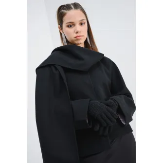 Barts, Manusi din amestec de lana cu logo, Negru, 20 CM