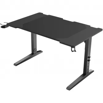 Birou gaming Genesis Holm Modular 120, material metal MDF, reglabil pe inaltime 70 - 90 cm, iluminare RGB, management cabluri, Negru