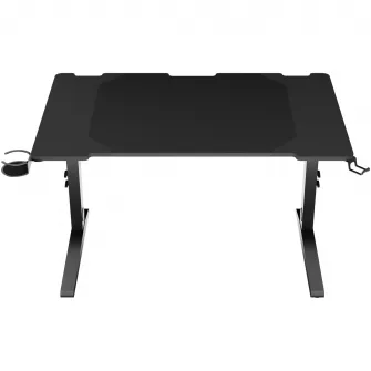 Birou gaming Genesis Holm Modular 120, material metal MDF, reglabil pe inaltime 70 - 90 cm, iluminare RGB, management cabluri, Negru