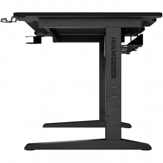Birou gaming Genesis Holm Modular 120, material metal MDF, reglabil pe inaltime 70 - 90 cm, iluminare RGB, management cabluri, Negru