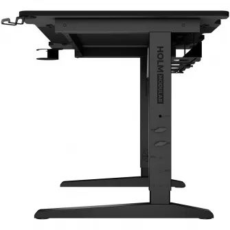 Birou gaming Genesis Holm Modular 120, material metal MDF, reglabil pe inaltime 70 - 90 cm, iluminare RGB, management cabluri, Negru