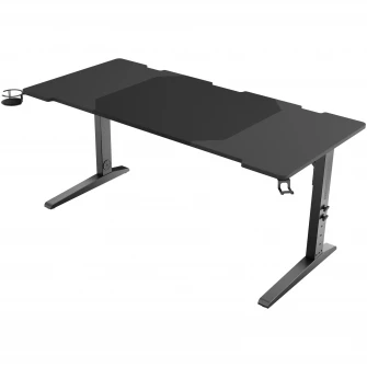 Birou gaming Genesis Holm Modular 160, material metal MDF, reglabil pe inaltime 70 - 90 cm, iluminare RGB, management cabluri, Negru