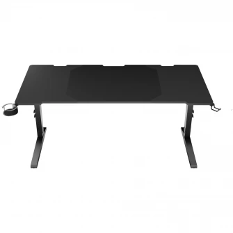 Birou gaming Genesis Holm Modular 160, material metal MDF, reglabil pe inaltime 70 - 90 cm, iluminare RGB, management cabluri, Negru