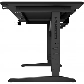 Birou gaming Genesis Holm Modular 160, material metal MDF, reglabil pe inaltime 70 - 90 cm, iluminare RGB, management cabluri, Negru