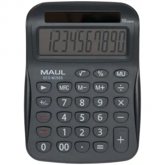 Calculator de birou Maul ECO MJ555, 10 digits, realizat din plastic reciclat, incarcare solara- gri